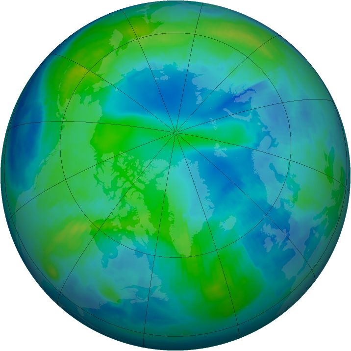 Arctic ozone map for 22 October 1996